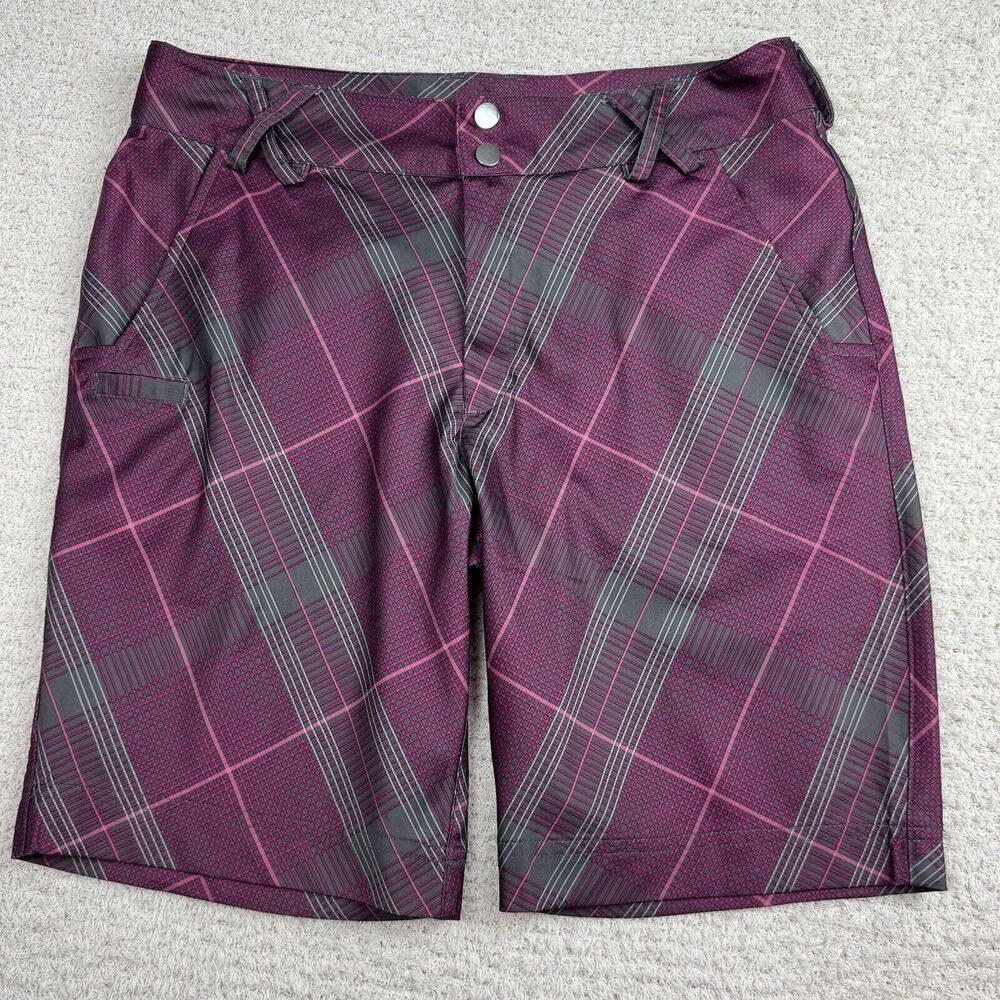 Page & Tuttle Golf Womens Plaid Purple Gray Bermuda Shorts Sz 8 Athletic Stretch